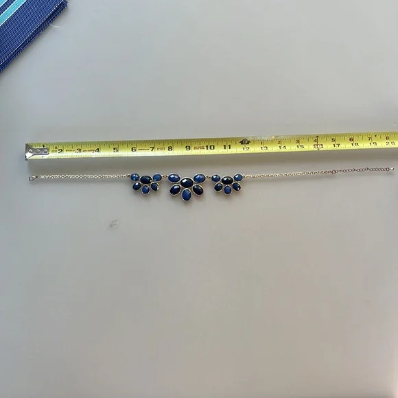Charming Charlie statement necklace, 2-tones of blue jewels, gol… - Picture 3 of 6